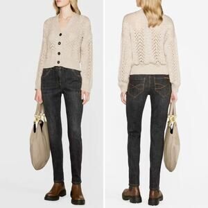 Brunello Cucinelli High Waisted Skinny Jeans Dark Grey Denim Size 46 US 10